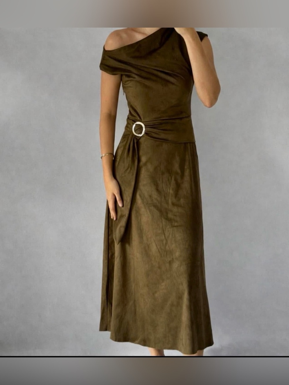 NWT 100 Authentic
FAUX SUEDE ASYMMETRIC
DRESS